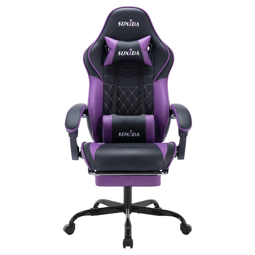 Ergonomic Gaming Chair with Massage Lumbar Support – Adjustable Swivel Chair with Headrest