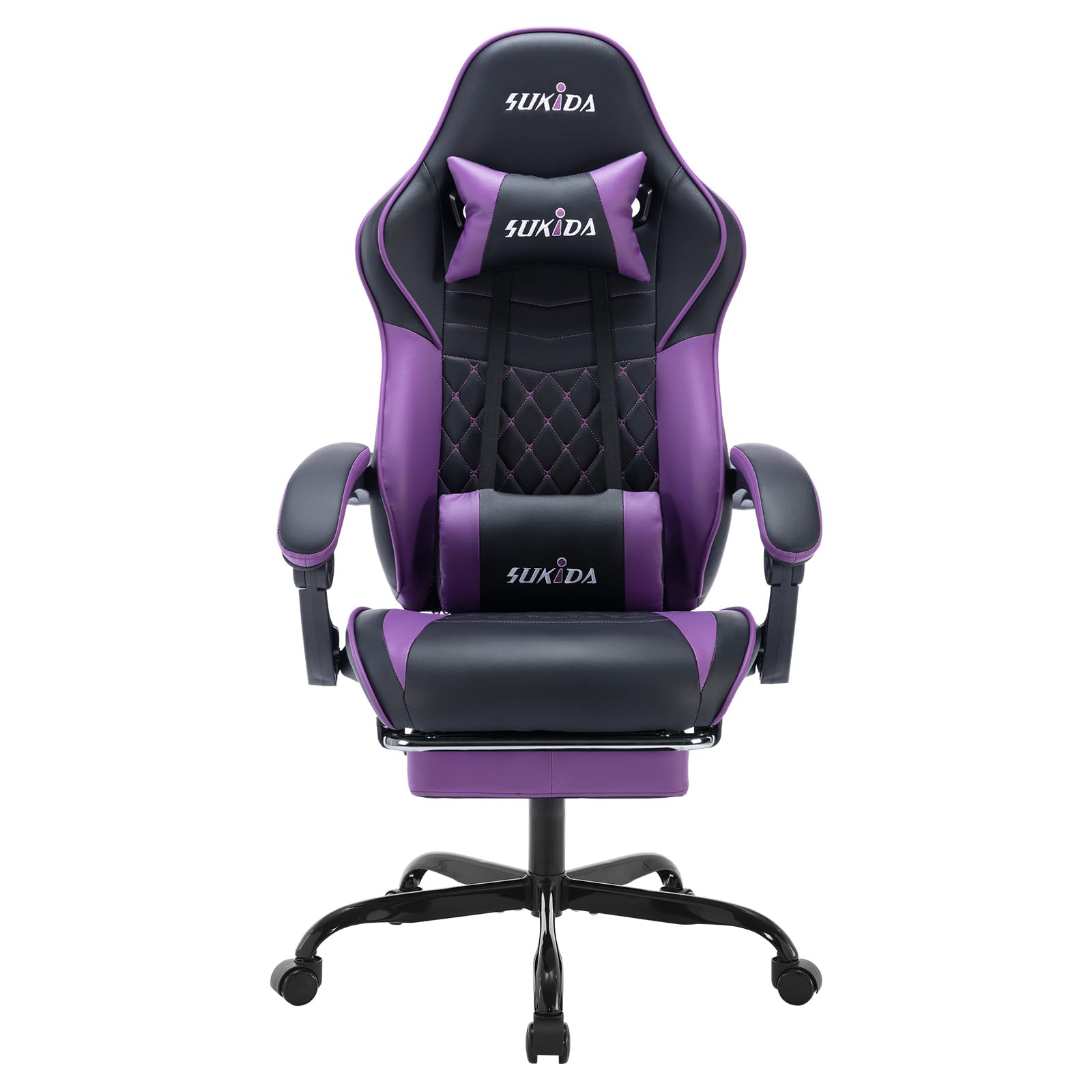 Ergonomic Gaming Chair with Massage Lumbar Support – Adjustable Swivel Chair with Headrest