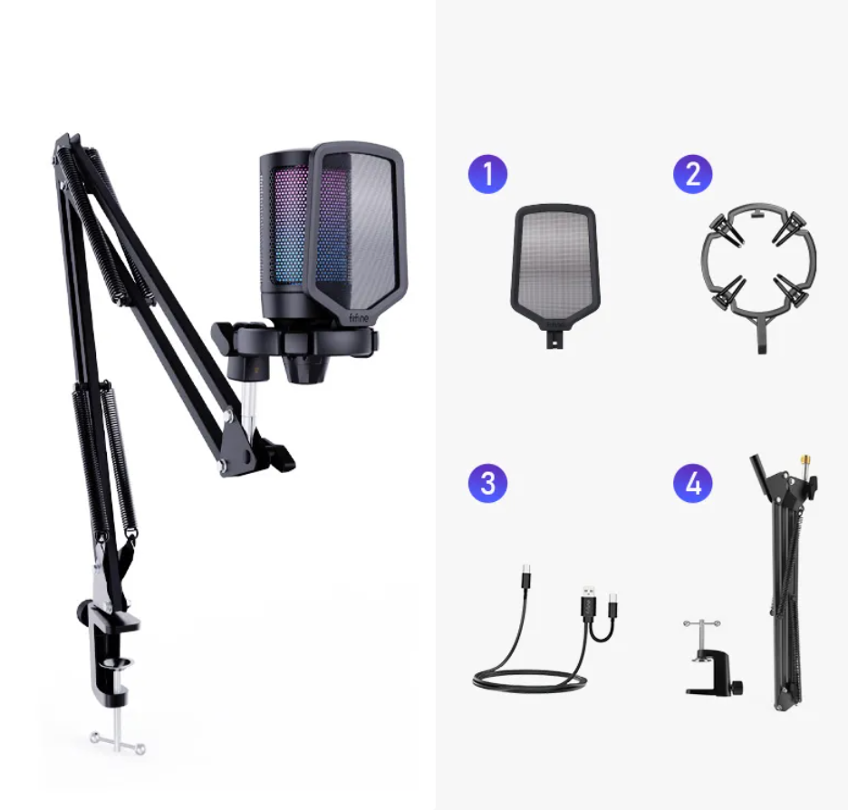 RGB LED Desktop Microphone with Voice Effects – Clear Audio for Gaming, Streaming & Recording