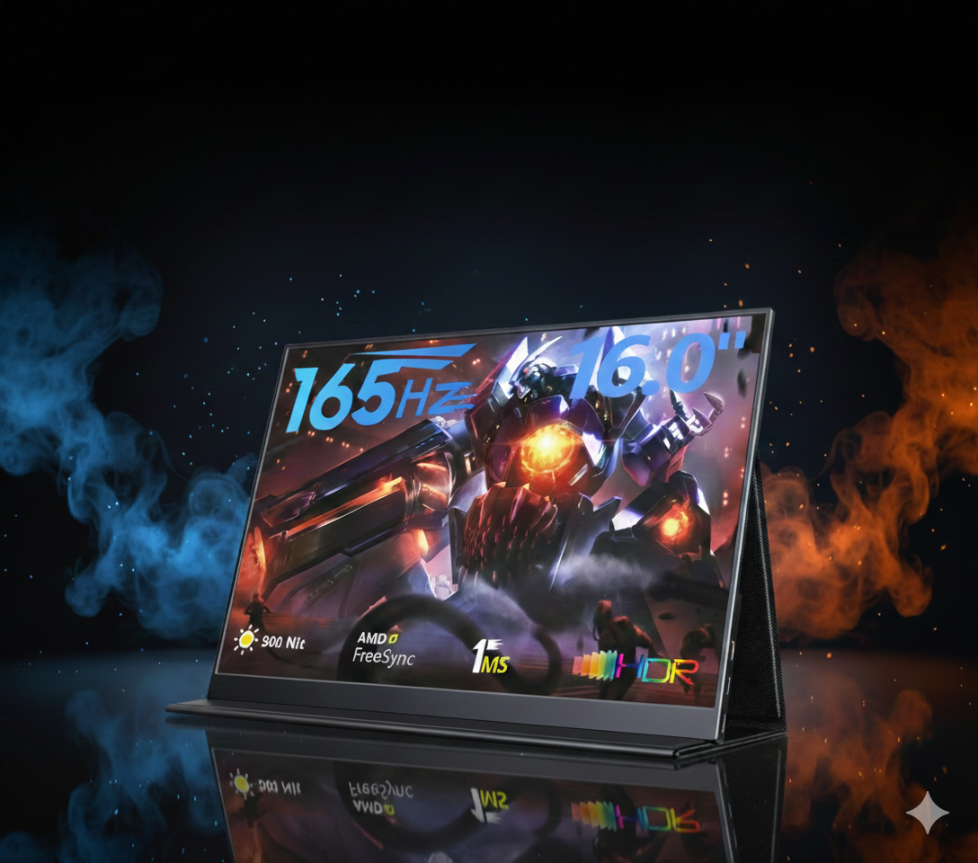 MAGICRAVEN 16" Portable Gaming Monitor – 165Hz, Dual Screen with Speakers