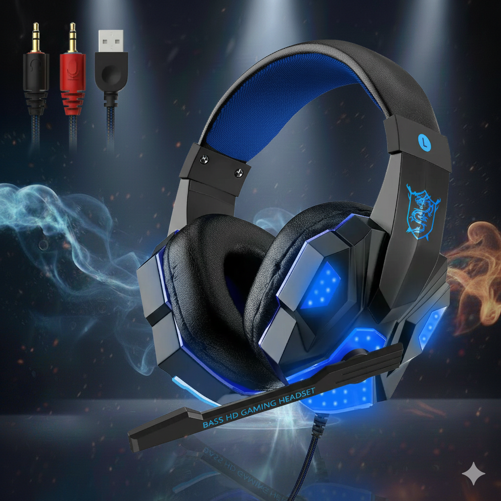 LED Gaming Headset – Stereo Bass & Mic for PC/Console